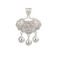 wholesale 990 Sterling Silver Baby Longevity Pendant, Girls' Hollow-Out Fortune Lock, Infant Silver Locket for Full Moon Gift-0-4
