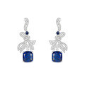 wholesale 925 Silver Gold-Plated Earrings with High-Carbon Diamonds and Royal Blue Cushion Bow Knot, Luxury Banquet Versatile Women's Earrings-0-0