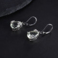 wholesale S925 Sterling Silver Natural Green Amethyst Ear Studs, Personality Light Luxury Inlaid Gemstone Natural Colored Gem Earrings Ear Drops-0-1