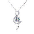 wholesale PT950 plated sterling silver S925 four-prong pendant with 1 carat moissanite notes necklace for women, versatile style-0-4