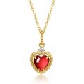 wholesale 925 Silver Gold Plated Japanese New Luxury Vintage Garnet Heart Necklace, Minimalist Design Pendant-0-4