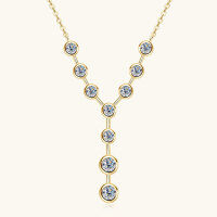 wholesale S925 Sterling Silver Cross-Border New Letter Y Moissanite Necklace, Minimalist Luxury Niche Design Pendant Trendy Collarbone Chain-Gold 2.4 carats