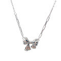 wholesale S925 Sterling Silver Fashionable Shiny Large Bow Knot Necklace with Inlaid Diamonds, Niche Design, Versatile and Chic Collarbone Chain-0-4