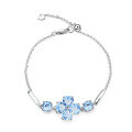 wholesale S925 Sterling Silver Luxury Design Natural Topaz Four-Leaf Clover Gemstone Bracelet-0-4