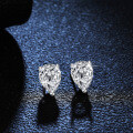 Sterling Silver Four-Prong Earrings with Square Baguette Moissanite-0-1