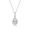 wholesale S925 sterling silver plated with 18K gold 1-carat pear-cut moissanite necklace for women, fashionable and versatile moissanite necklace-0-4