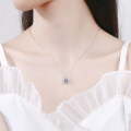 Sterling Silver Moissanite Necklace, 1ct Round Halo Pendant Chain-0-2