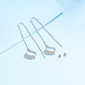 wholesale Pt950 plated S925 silver tassel ear thread with moissanite new screw earrings for women, fashionable and exquisite jewelry-0-1
