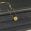 wholesale 925 Sterling Silver Necklace for Women Plated with 18K Gold, Snowflake Cut Radiant Cut Yellow Diamond Pendant, High-End Feel Direct from Manufacturer-0-2
