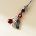 wholesale 999 Silver Exquisite Cinnabar "Pass Every Exam, Top the Golden List" Peace Lock Brush Pendant Y02115-0-4