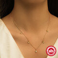 wholesale S925 Sterling Silver Four-Pointed Star Diamond Inlaid Stackable Versatile Collarbone Necklace,-0-1