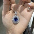 Metal, Lab-Grown Sapphire 2025 Fall/Winter Necklace and Earring Set-0-2