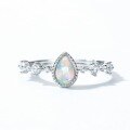wholesale S925 Silver Japanese and Korean New Light Luxury Style Women's Ring with Synthetic Opal Inlaid, Designed Adjustable Opening Ring for Wholesale-0-2