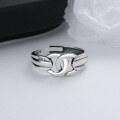 wholesale S925 Sterling Silver Geometric Twist Letter Ring Trendy Hong Kong Style Street Fashion Unisex Index Finger Ring-0-1