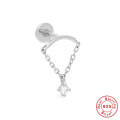 wholesale S925 sterling silver with diamond, tassel chain, flat head threaded ear cartilage piercing,INS-0-4