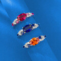 wholesale 925 Sterling Silver New Jewelry 5*7mm Oval Fanta Orange French Romantic Ring Simulating Pigeon Blood Red-0-3