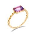 wholesale S925 Sterling Silver Natural Amethyst and Citrine Princess Cut Ring Daily Korean Style Versatile Simple New Accessory-0-1