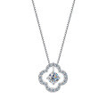 Sterling Silver Moissanite Lucky Clover Pendant Necklace-0-3