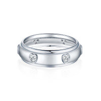 wholesale Sterling Silver, Cross-Border New Product, Pure Silver Arc Plain Circle Love Ring for Women, Designer Sense, Brand-Equivalent Style, European and American Wedding Ring, Love Ring for Women-Platinum US size 5#