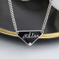wholesale S925 Sterling Silver Enamel Inverted Triangle Double-sided Letter Pendant Necklace, Trendy and Versatile Ins-style European and American Fashion Choker-0-3