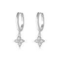 wholesale S925 Sterling Silver Simple Zircon-inlaid Clover Floral French Snowflake Ear Studs-0-4