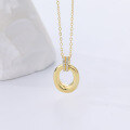 wholesale 925 Sterling Silver Zircon Double Ring Oval Pendant Necklace,-0-4