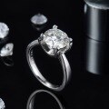 wholesale S925 Silver GRA Certified Moissanite Ring for Women, Light Luxury Bull Head Four-Prong Setting, 15/2/3 Carat Moissanite-0-2