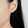 Sterling Silver Three-Leaf Clover Earrings with Moissanite-0-3