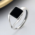 wholesale S925 silver irregular geometric black enamel ring,-0-3