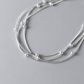 wholesale 925 Silver Exquisite Korean-style Ins Trendy Minimalist Three-layer Beaded Snake Bone Bracelet S7381-0-4