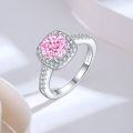 wholesale S925 Sterling Silver 12ct Flame Rose Cut Colored Gemstone Ring High-end Wedding Ring 7*7 Ice Flower Cut Women's Ring-0-2