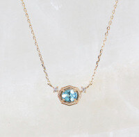 wholesale 9K Gold Art Jewelry Spring New Collection Japanese Minimalist Niche Style Apatite and White Zircon Necklace-Apatite and White Zircon Necklace 9K