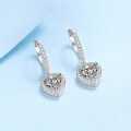 wholesale PT950 gold plated 925 sterling silver earrings for women, heart-shaped with group setting moissanite ear clips, available for wholesale from manufacturers-0-1
