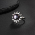 wholesale S925 sterling silver new design sunflower natural freshwater pearl ring with luxurious and elegant vibe-0-1