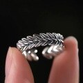 wholesale 925 Silver Wheat Ear Ring for Women, Fashionable, Individual, Minimalist, Artistic Twist Design Retro Open Adjustable Ring-0-0