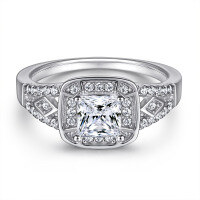 wholesale S925 silver square zircon ring, cross-border style, tarnish-resistant women's diamond ring set-TL-060>US size 9#