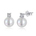 wholesale S925 Sterling Silver Korean-style Mermaid Iridescent Pearl Earrings for Women, Minimalist Small Luxury Earrings-0-5