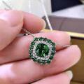 wholesale Metal material first: Zhuo Zhifan Jewelry cross-border new 7*7 fat square green sapphire necklace pendant elegant European and American collarbone chain-0-1