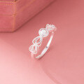 wholesale S925 Sterling Silver Fresh and Sweet Ins Style Niche Design Hollow Heart Teardrop Ring R02890-0-3