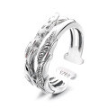 wholesale S925 Sterling Silver OrientalStyle Double-Layer Leaf Openwork Ring, Unique andIndex Finger Ring for Women-0-5
