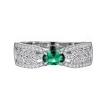wholesale Sterling Silver Wheat Hollow Ribbon 4*6 Emerald Ring for Women, Small Batch Design, Luxury 3D Style-0-4