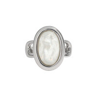 wholesale S925 Sterling Silver JA773 Original Design Minimalist Geometric Ellipse Shell Light Luxury Open Ring-Platinum [No. 14/Adjustable] Opening adjustable