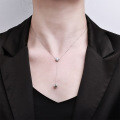 Sterling Silver Balance Beam Pendant Necklace with Pearl and Moissanite-0-2