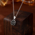wholesale S925 Sterling Silver Black Rose Pendant Necklace, Cross-Border Hot Seller, European and American Retro Minimalist Flower Collarbone Chain-0-1