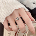 wholesale S925 Sterling Silver Floral Enamel Adjustable Ring, Little Red Book Viral Niche Luxury Index Finger Ring-0-2