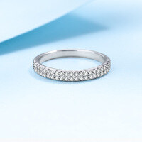 wholesale PT950-plated S925 silver double-row diamond ring for women, set with moissanite, available for dropshipping-23-point Moissanite>No. 13