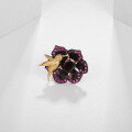 wholesale 925 Silver Secret Garden Designer Natural Gemstone Ring, Birds Singing and Flowers Blooming Design with Natural Amethyst-0-2