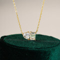Sterling Silver Moissanite Women's Necklace, Sparkling Square Sugar Heart Pendant-0-0