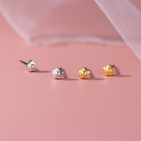 wholesale S925 Sterling Silver Fresh Sweet Ins Style Niche Design Polished Small Flower Ear Studs M05789-Gold-One pair 925 silver