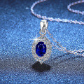 S925 Sterling Silver Moissanite Cultured Emerald Ruby Sapphire Vintage Necklace-0-2
